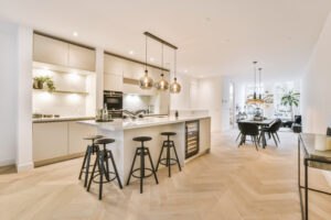 Modern kitchen and dining area